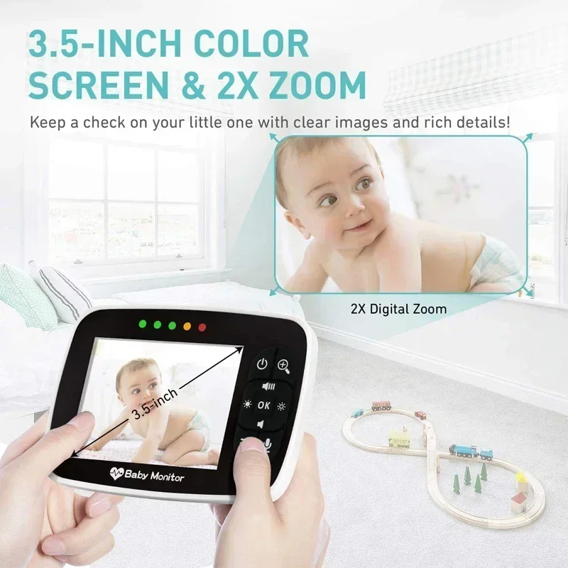 

ECO Mode,Lullabies Babystar 3.5 Inch Wireless Two Way Baby Monitor, Night Vision Camera Audio,Temperature Sensor