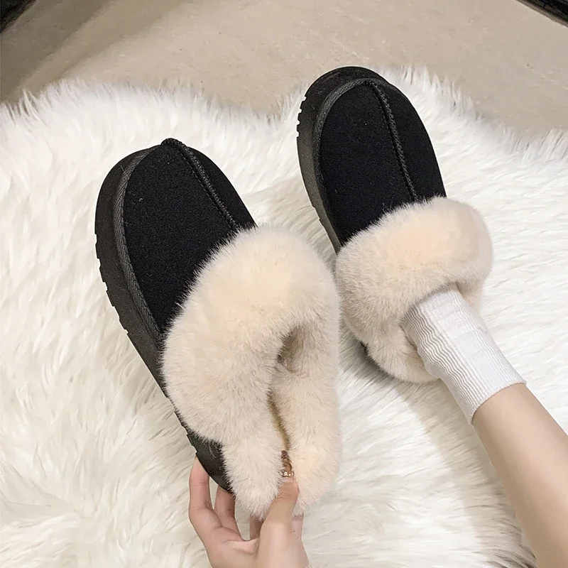 2024 Scarpe da donna di marca Baotou Pantofole da donna Moda Breve peluche Pantofole giornaliere Donna Inverno Tenere al caldo Pantofole piatte solide