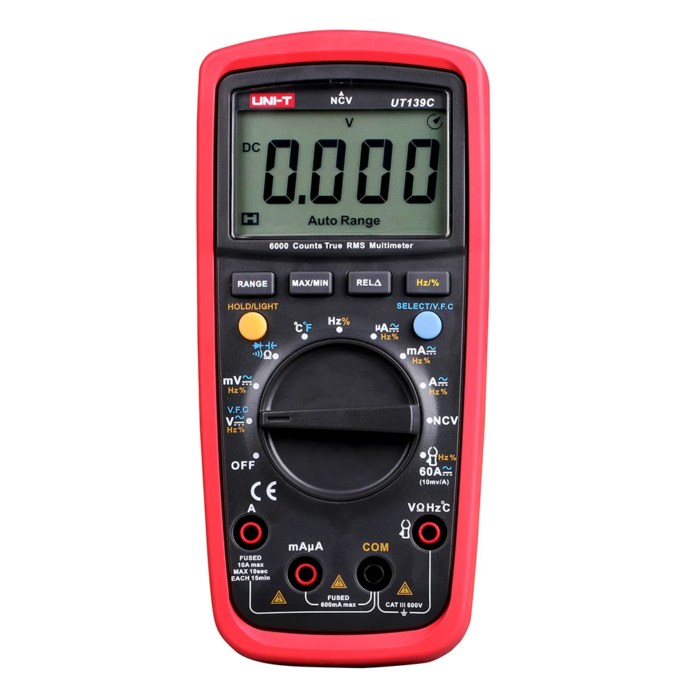 

UNI-T UT139C Auto Range Digital Multimeter True RMS C/F Temperature 10-10MHz Frequency Capacitance Testers AC DC Volt Amp Meter