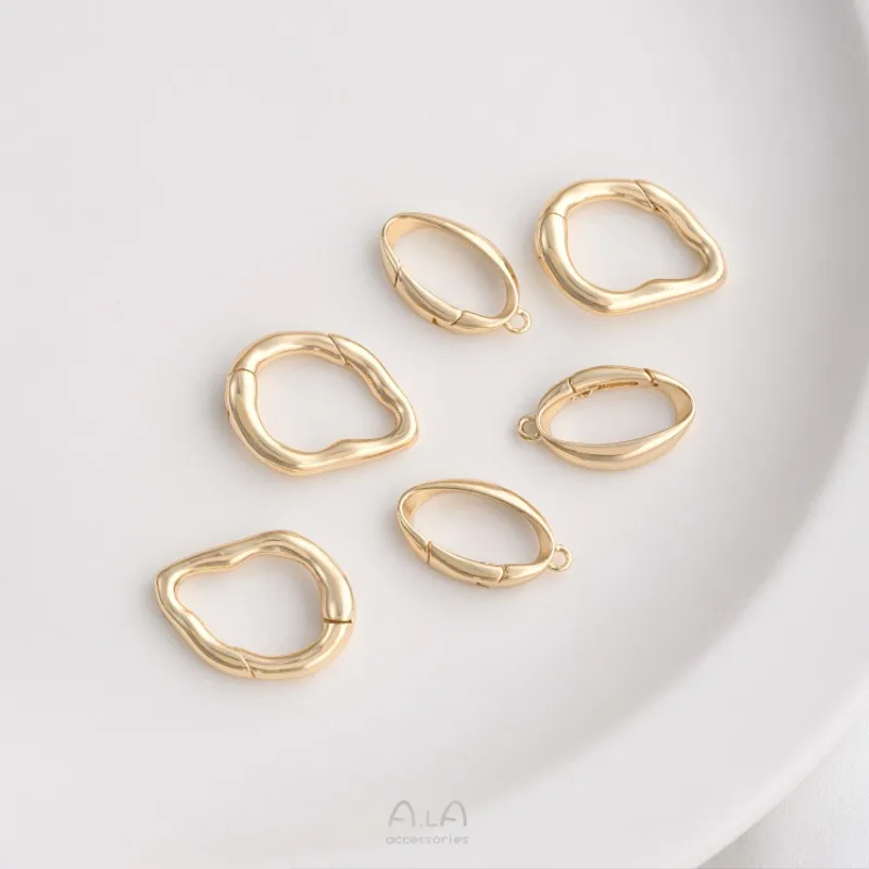 14K Gold Color Oval Lobster Buckle Special-shaped Spring Buckle Handmade Bracelet Necklace Connecting Jewelry Buckle Accessories