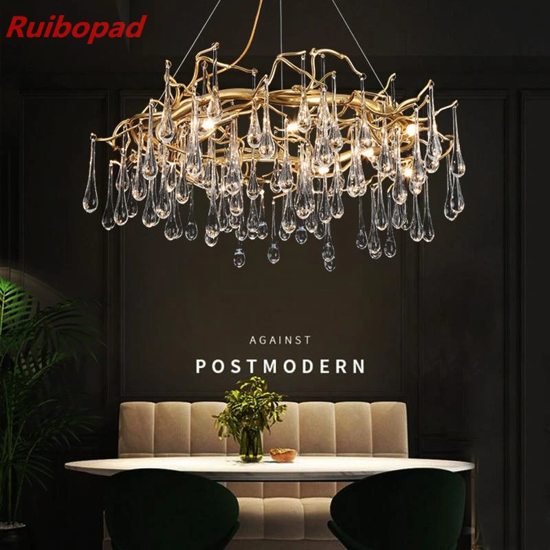 Imagem -02 - Round Gold Crystal Chandelier Branch Teto Lustres para Jantar Sala de Estar Quarto Mesa de Cozinha Luxo Moderno