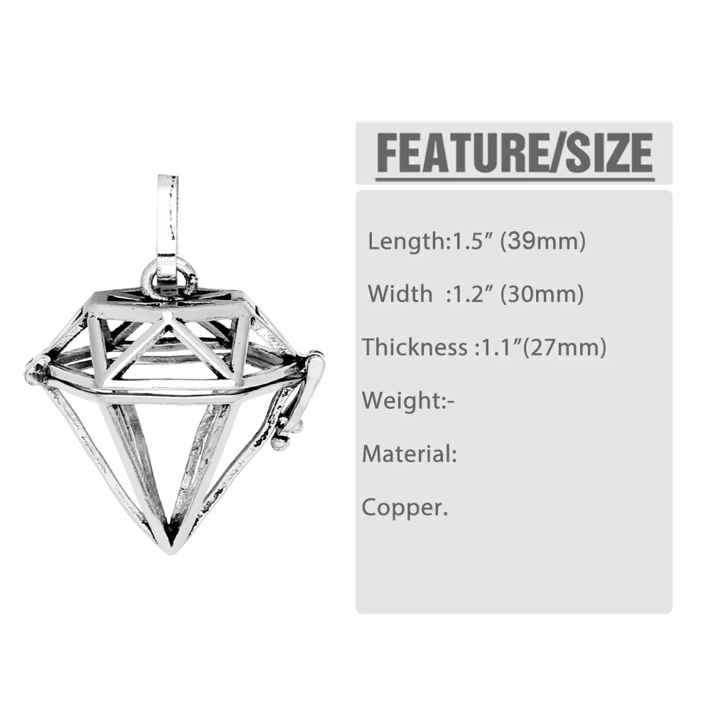 OCESRIO Vintage Rhomb Shape Harmony Ball Chime Bola Necklace Pendant for Pregnancy Copper Gold Plated Wishing Ball pdtb345
