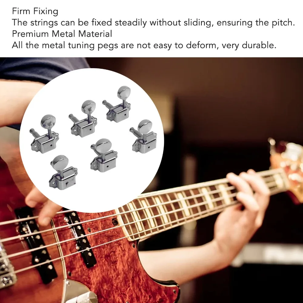 6PCS Vintage Metal Guitar String Tuning Peg With Screws Split Shaft Guitar Tuner Key Silver Guitar Tuners Guitar Replacement view 4