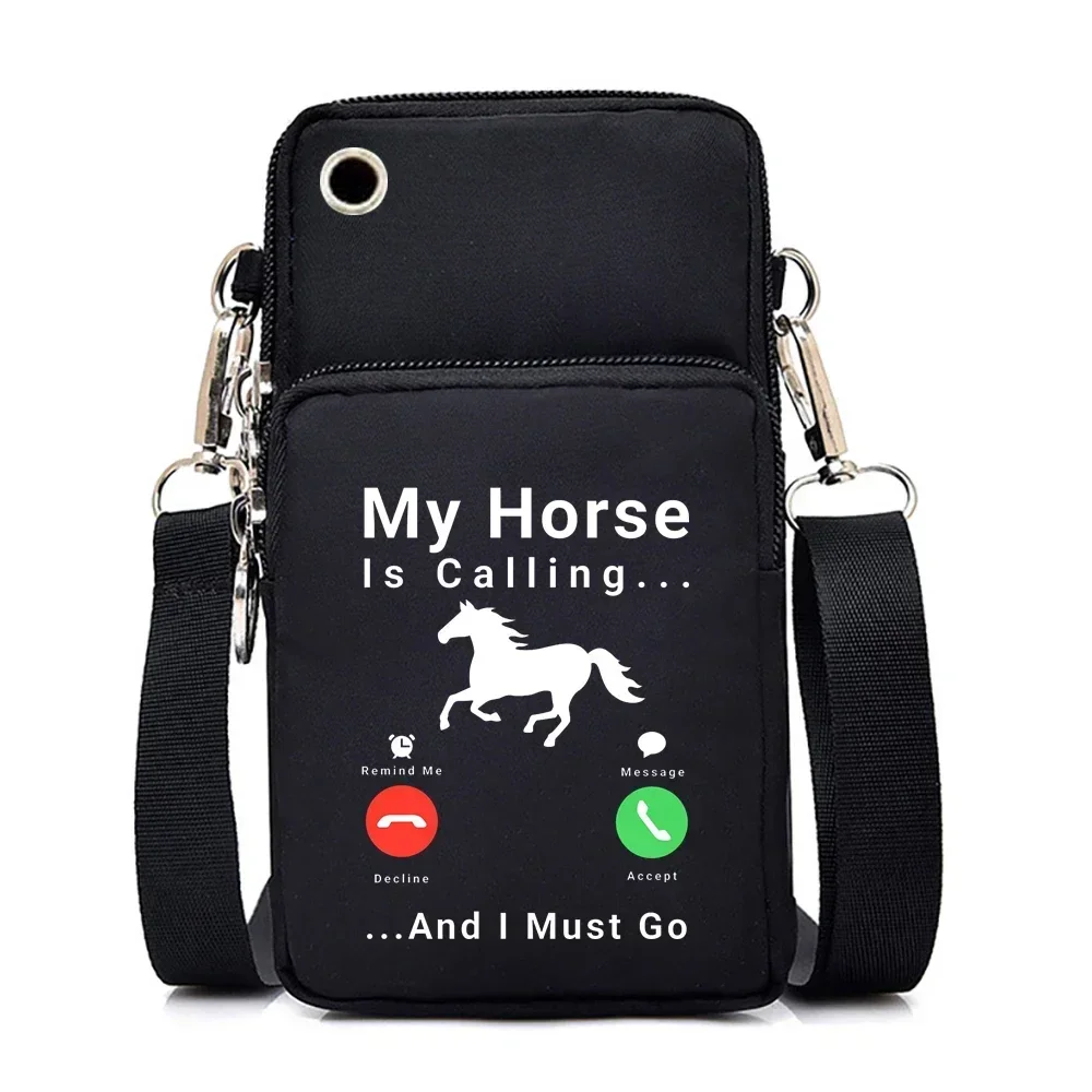 Luminous Horse Printed Mini Mobile Phone Bag Fashion Brand Crossbody Bags for Women Outdoor Wrist Handbags Hombre Shoulder Bag