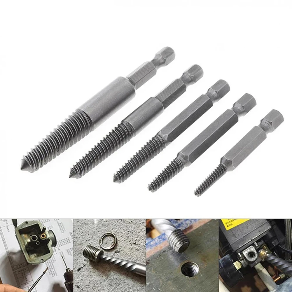 5 Pack Hex Screw Extractors for Removing Stuck or Damaged Screws Made from Carbon Steel for Enhanced Performance