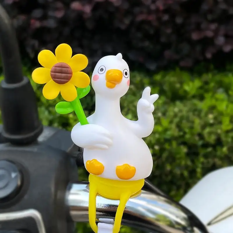 1Pcs Novelty Little Duck Windmill Ornament Bike Handlebar Decoration With Stretchable Strap For Motorcycle E Bike Road Bike