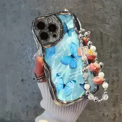 Blue Butterfly Phone Case For Samsung Galaxy A55 A35 A25 A15 A54 A24 A33 A34 A73 5G A32 A51 A52 A53 A71 A72 A30 A50 soft