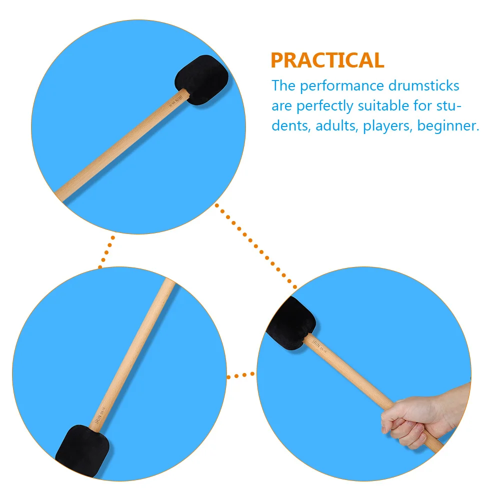 

Bass Drum Mallet Wood Handle Premium Quality Lightweight Drumsticks for Beginners Adults Kids Practice