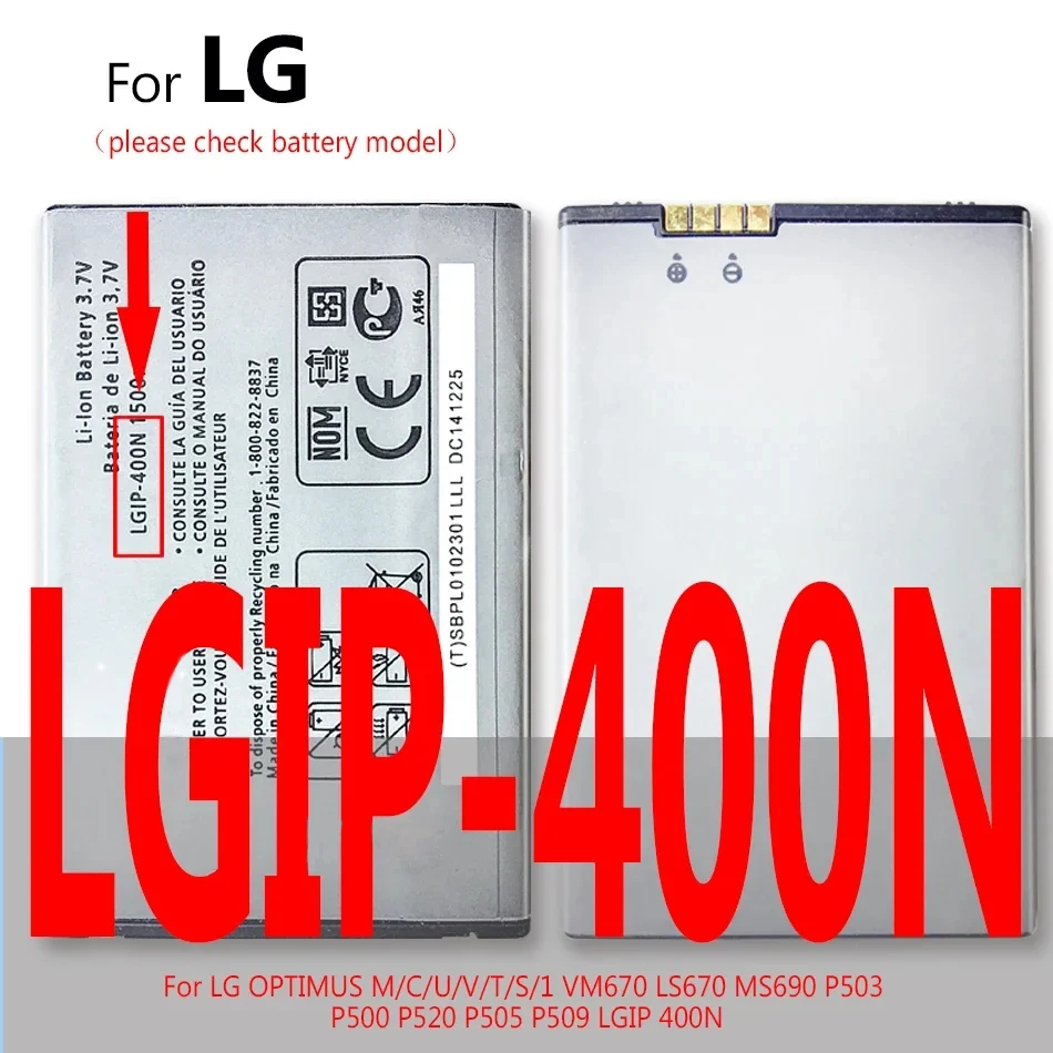 LGIP-430N LGIP-400N LGIP-531A LGIP-550N Battery For LG Cookie Fresh GS290 GM360 GW300 LX290 LX370 MT375 T375 A100