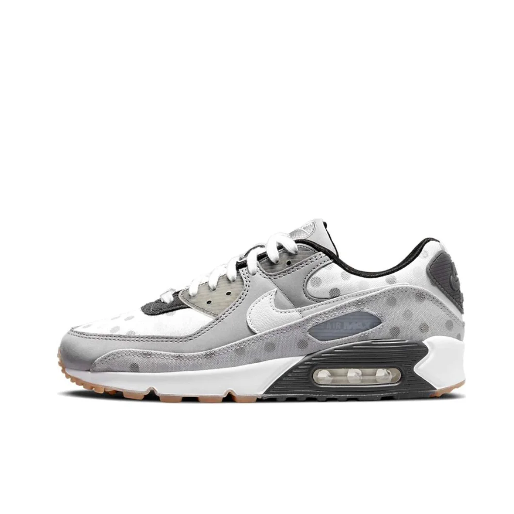 Nike New AIR MAX 90 Low Men's and Women's Sneakers Breathable and comfortable casual shoes Lightweight cushioning White&Silver