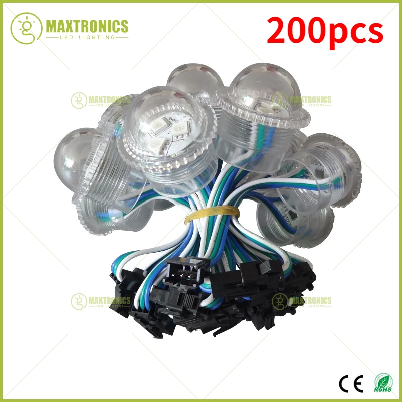 

200pcs DC12V WS2811 LED Module 26mm Transparent Shell Exposed Point Light 3 SMD5050 RGB Chips IP68 for Amusement Park, KTV Decor