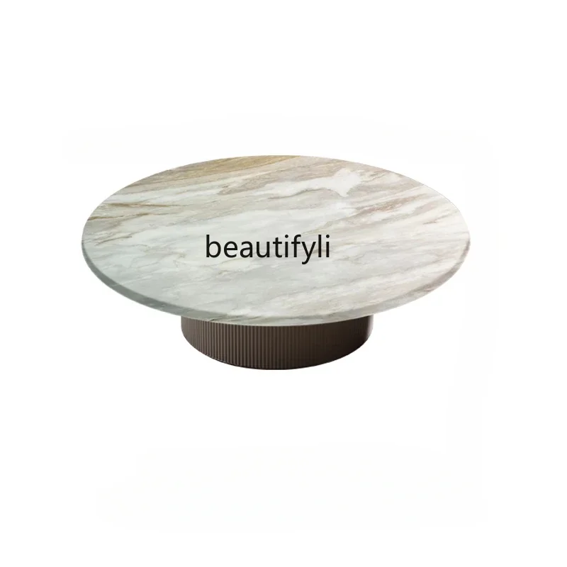 

Designer large-sized villa high-end, imported natural marble light luxury coffee table combination