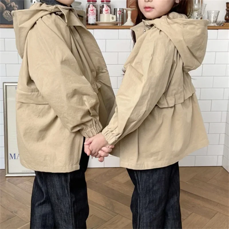 Children's  Autumn/Winter Fashion New Children's Wear Coat  Korean  Loose Hooded Work  Windbreaker  kids jackets for girls image 3