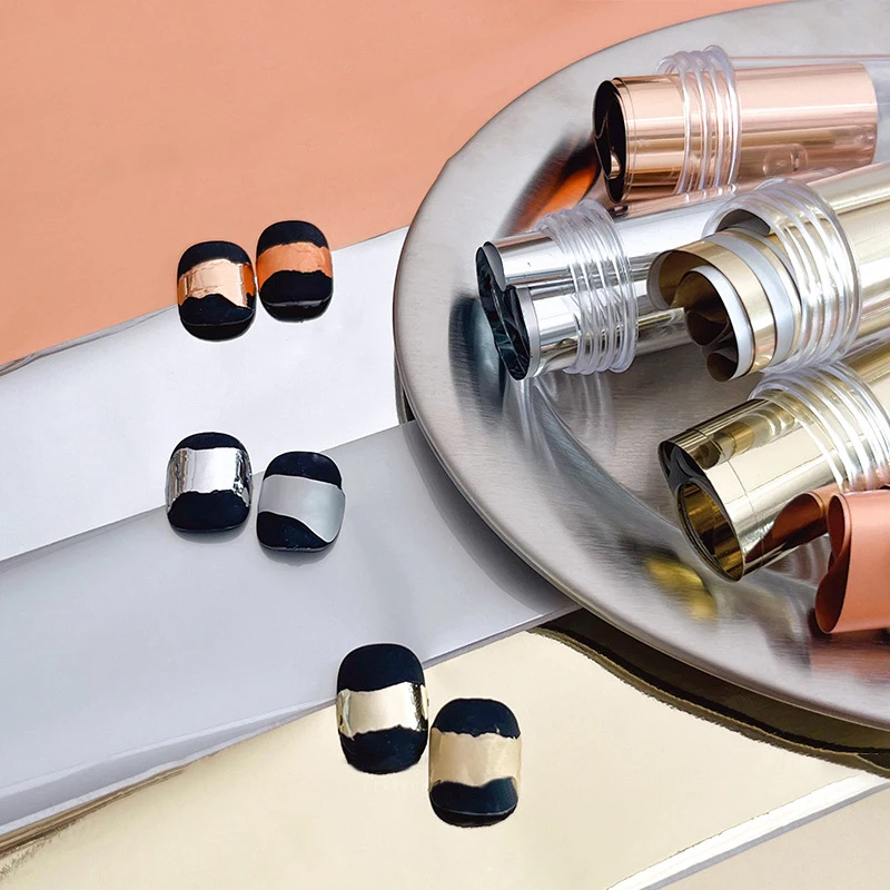 Mirror Gold Nail Art Sticker DIY Nail Transfer Paper Retro Matte Silver Manicure Accessories For Women Girls,DIY Decorative Tool