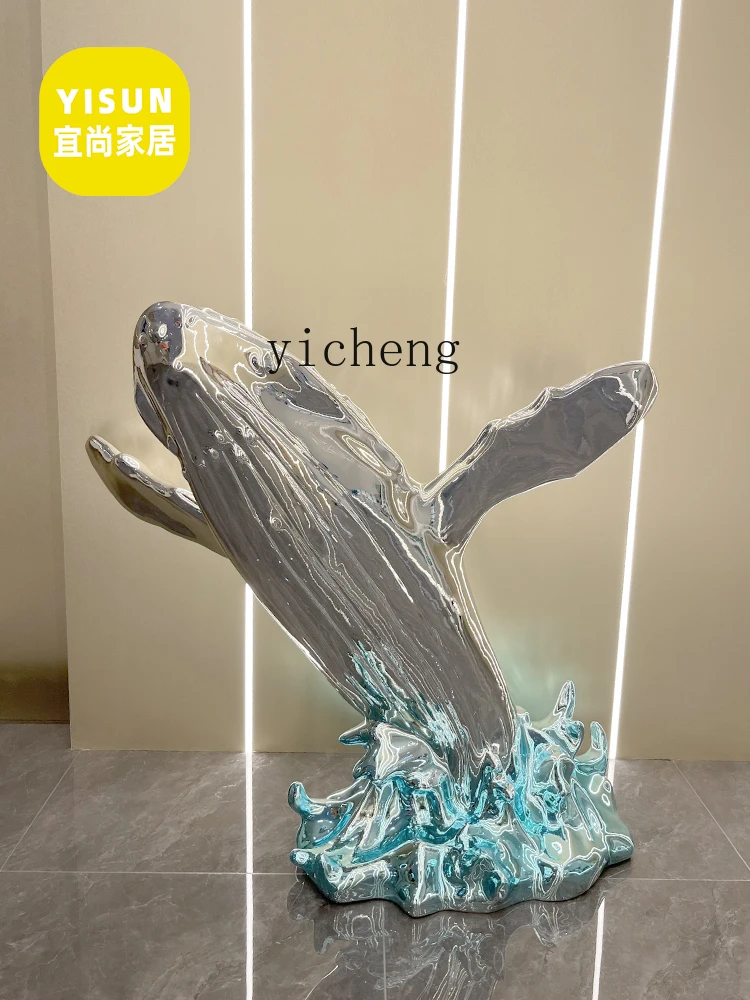 Xl Whale Sculptured Ornaments Dolphin Floor-Standing Decorations Lobby Staircase Frp