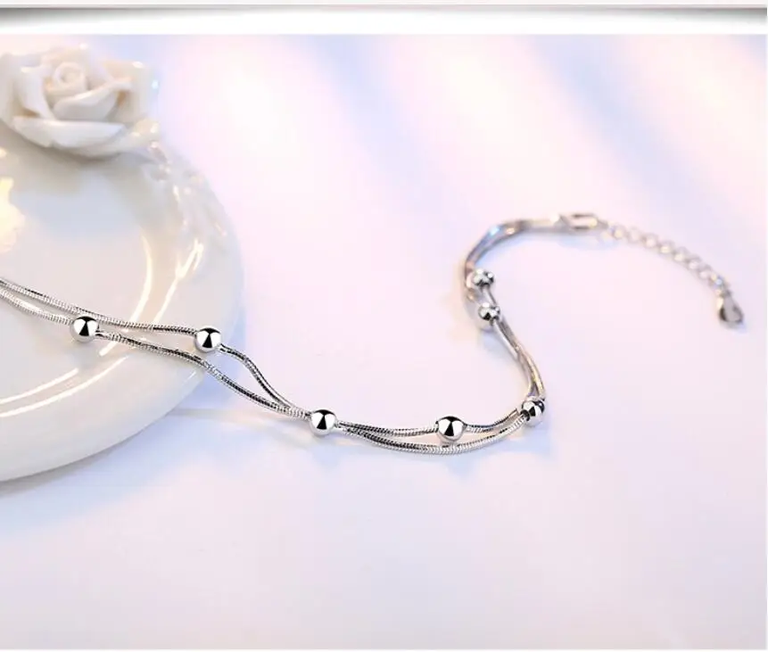 925 Sterling Silver Bracelet Pentagram Square Sugar Ball Bead Bracelet For Woman Engagement Wedding Charm Jewelry image 4