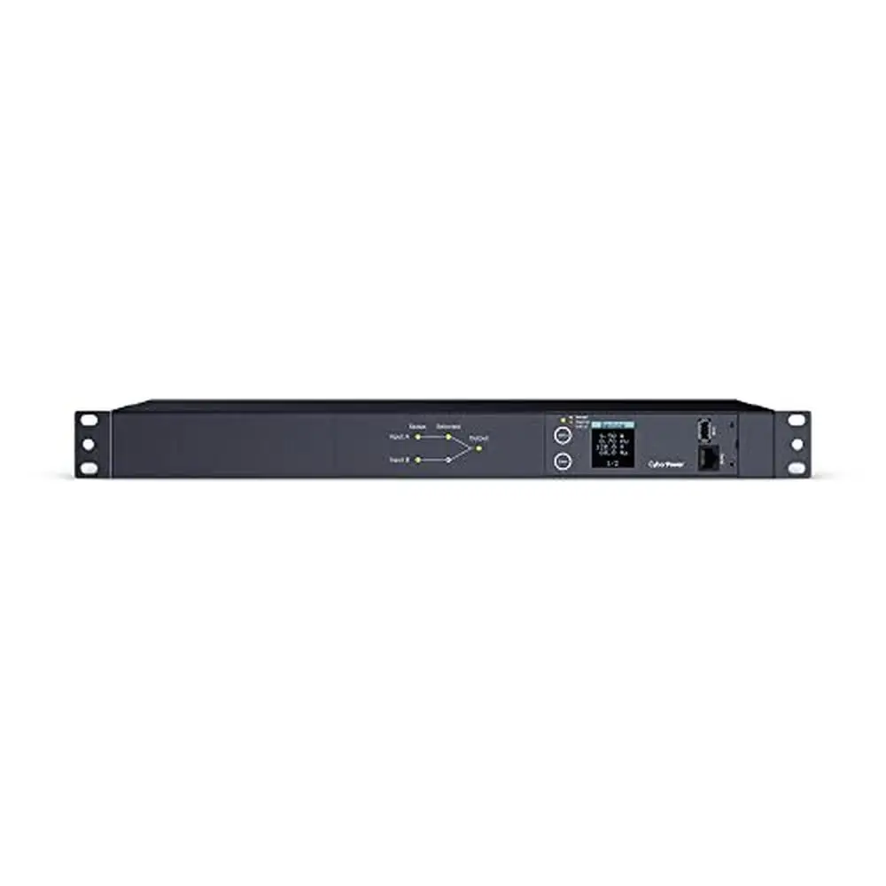 

Metered ATS PDU 100-120V 15A 10 Outlets 1U Rackmount Auto Transfer Switch LCD Panel IP AddressKW Display