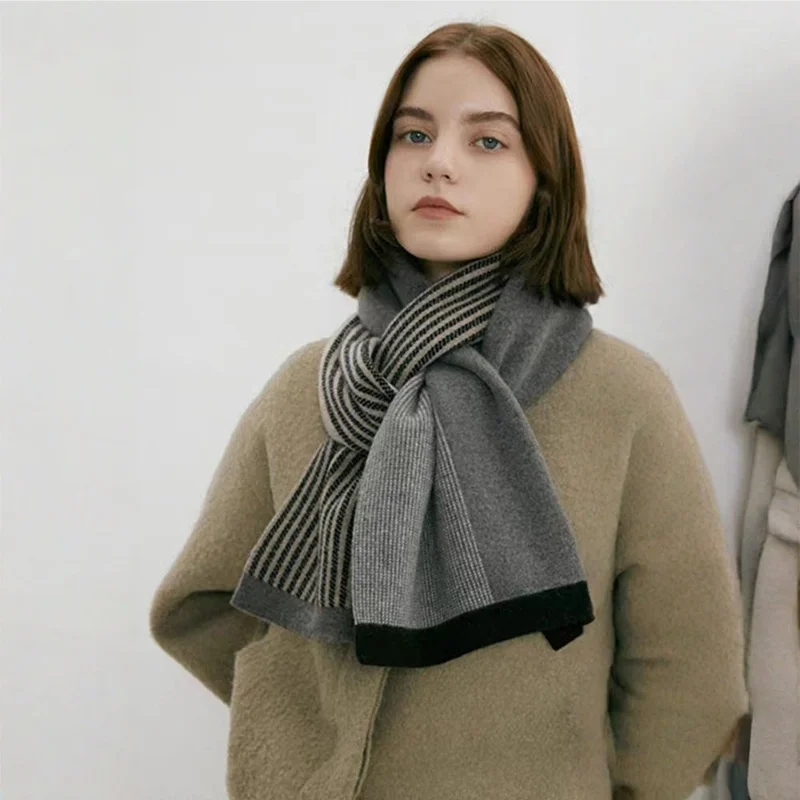 

New Winter Retro Men Women Couples Versatile Warm Knitted Scarf Fashion Male Female Windproof Thickened Imitation Cashmere Scarf