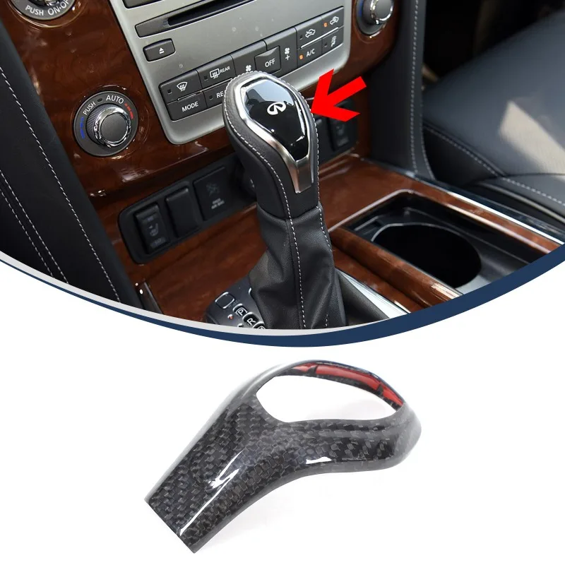 

For Infiniti QX80 2017-2025 Real Carbon Fiber Car Gear Shifter Knob Head Trim Decorate Trim Interior Car Accessories