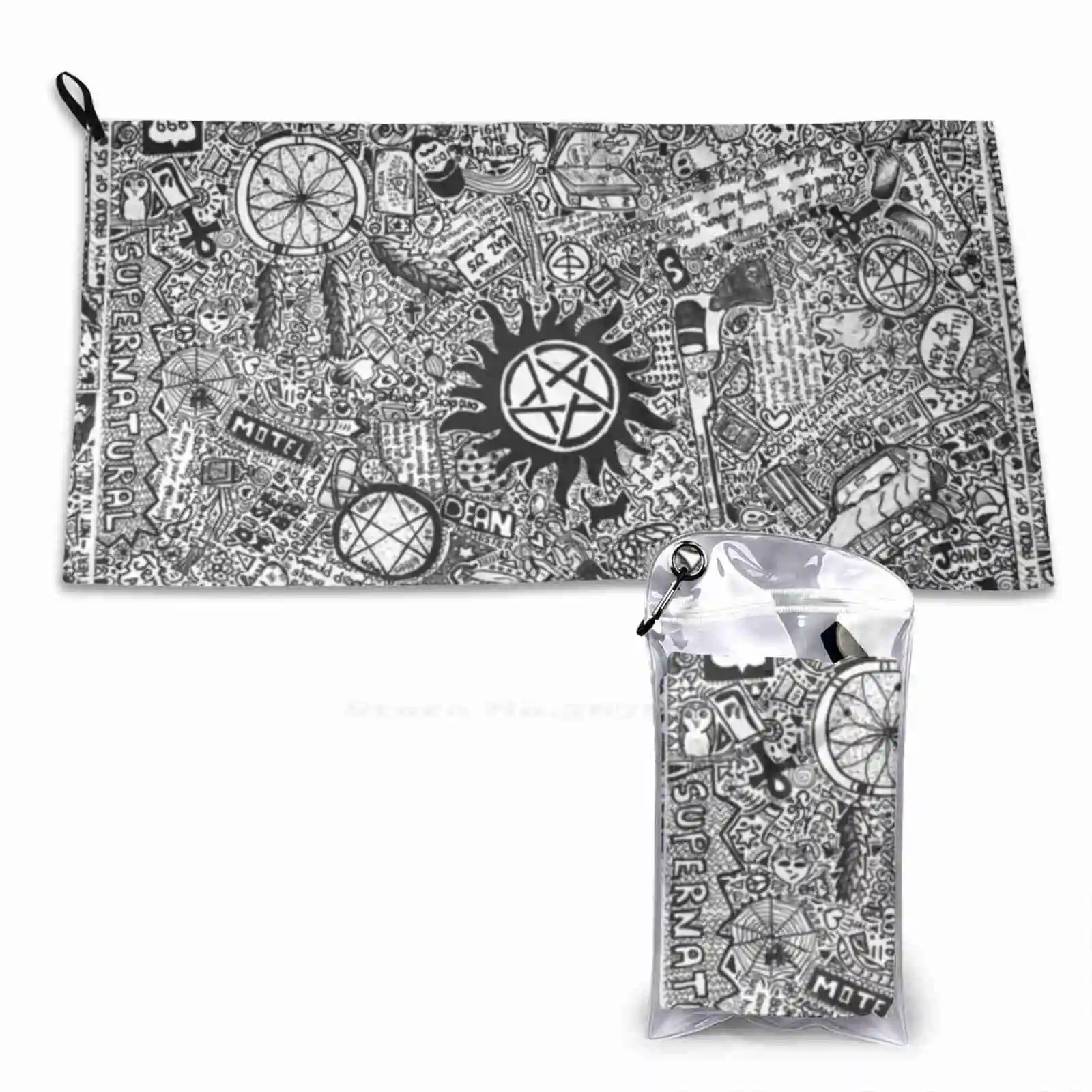 Spnworld Pattern Soft Face Towel Home Outdoor Spnfamily Supernatural World Samulet Jensen Ackles Jared Padalecki Sam Winchester