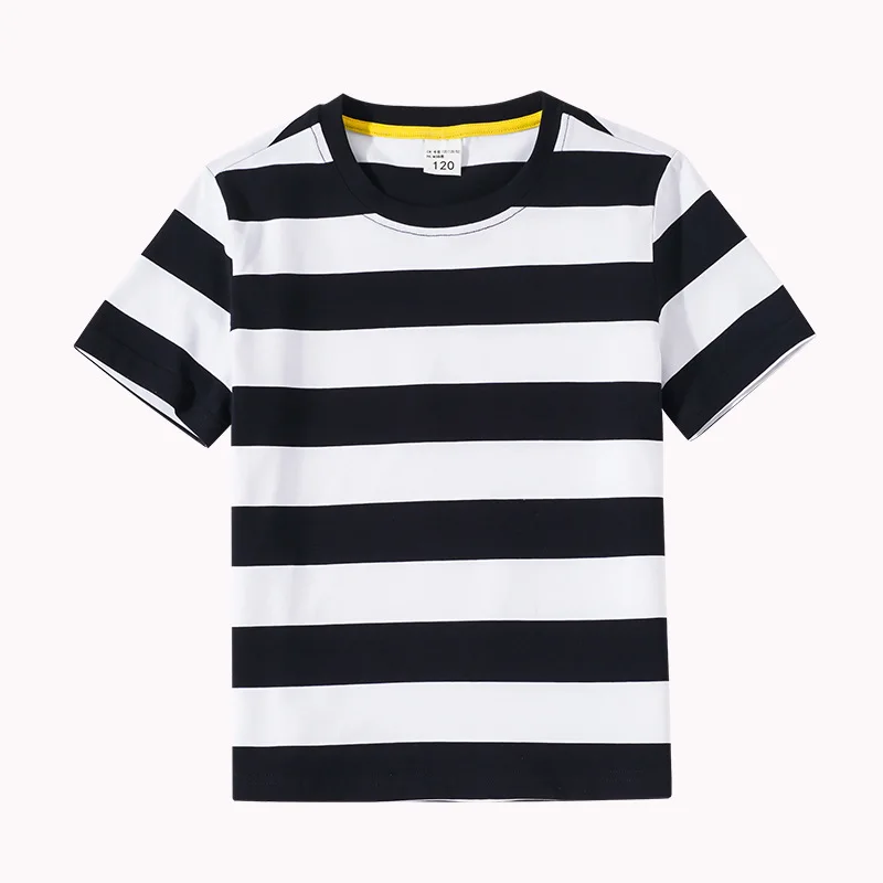 DE PEACH 2023 Summer Baby Boys Short Sleeve T-Shirt Kids Girls Striped Tshirt Toddler Children Cotton Casual O-Neck Tops Unisex