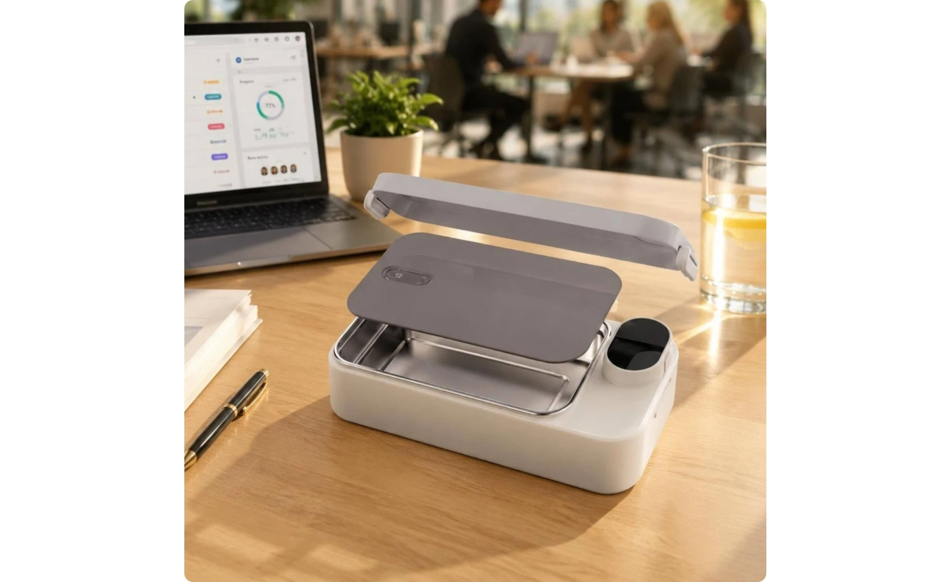 Rechargeable Heated Lunch Box Keep-Warm 304 Stainless Steel Lunch Box Portable Food Warmer Easy to Clean Thermal for Commuting