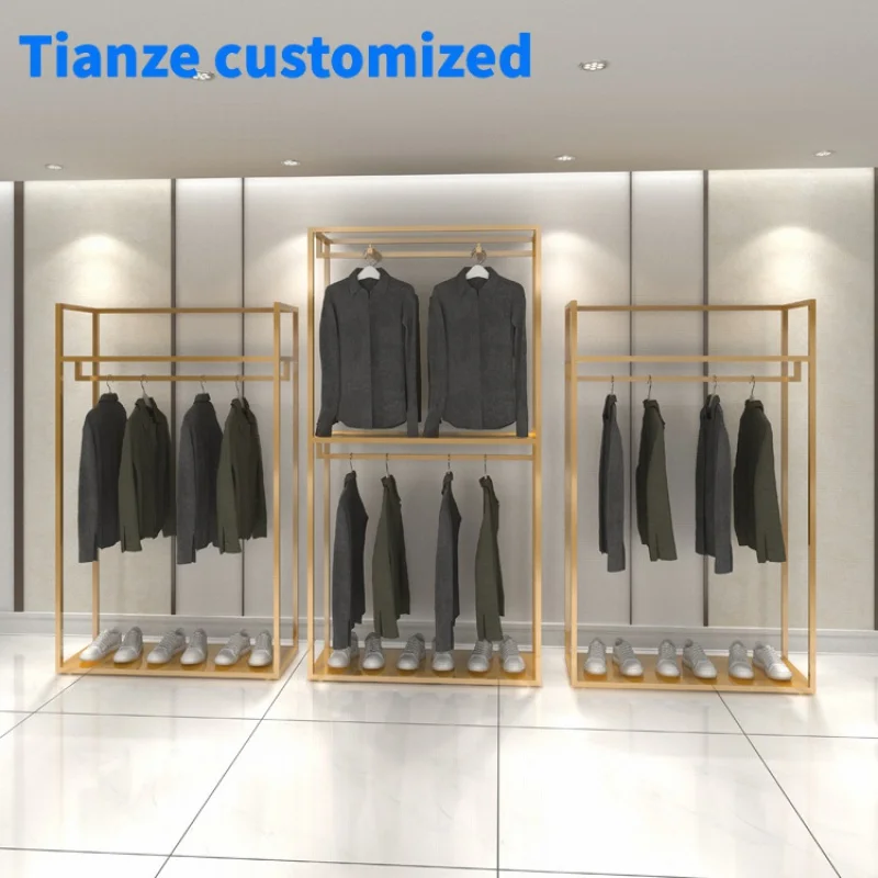 [Customized]Luxury Clothing Display Rack Customized Women Clothing Store Display Rack Boutique Garment Shop Decoration Desi