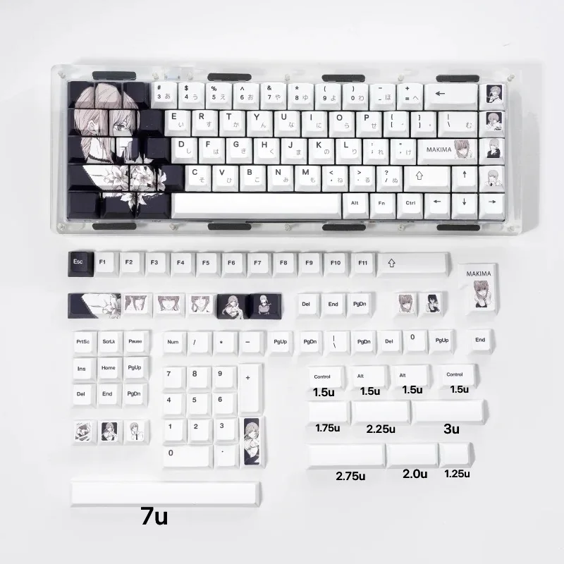 142 Keys Makima Anime Keycaps PBT Alice Keycap Chreey Keycaps Japan Key Cap Dye-sub Mechanical Keyboard Caps for 64/68/71/108