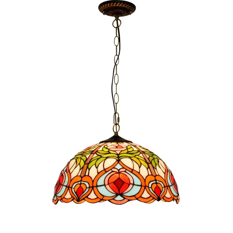 

40CM Rustic Vintage Pastoral Fairy Ou Tiffany Stained Glass Living Room Dining Room Bedroom Bar Chandelier