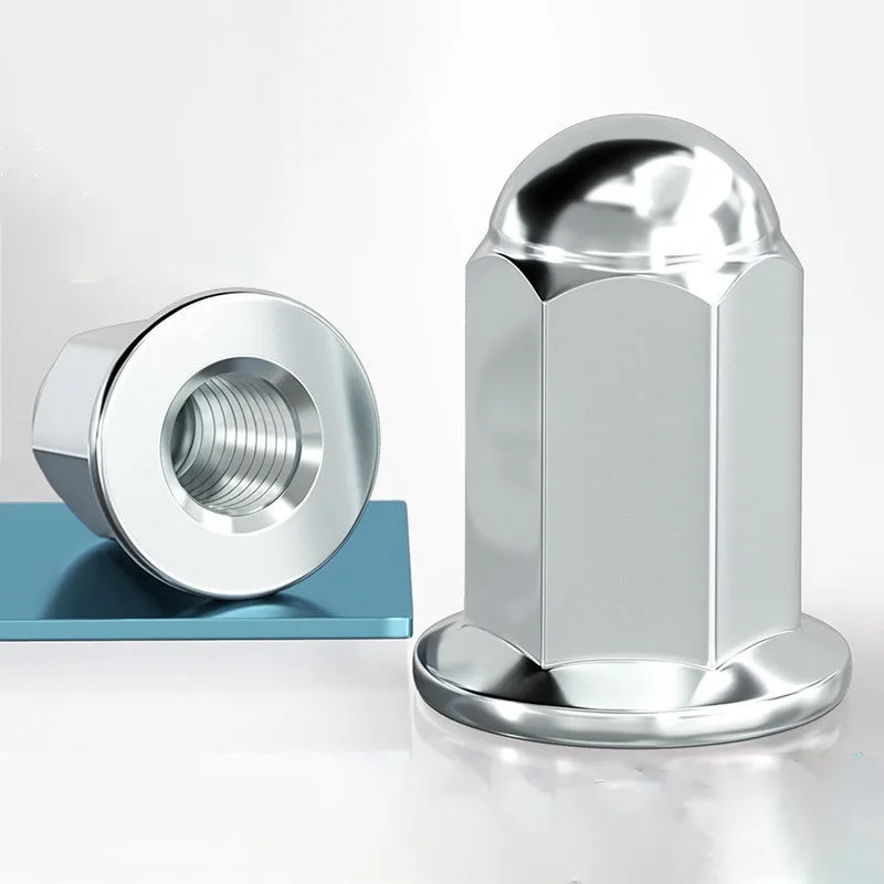 M5 M6 M8 M10 White Zinc Carbon Steel Extended Flange Acorn Nut Heightened Flange Cap Nuts For Motorcycle Cylinder Nuts