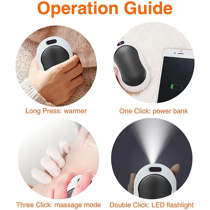 Calentadores de manos recargables para hombres y mujeres, calentador de manos eléctrico 4 en 1 con batería USB, 10000mah, gran oferta