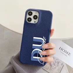 Personalised inevitable Initial kafr letters name Leather Case for iphone 11 12 14 13 15 Pro Max 16 14Plus Luxury Hard Covers