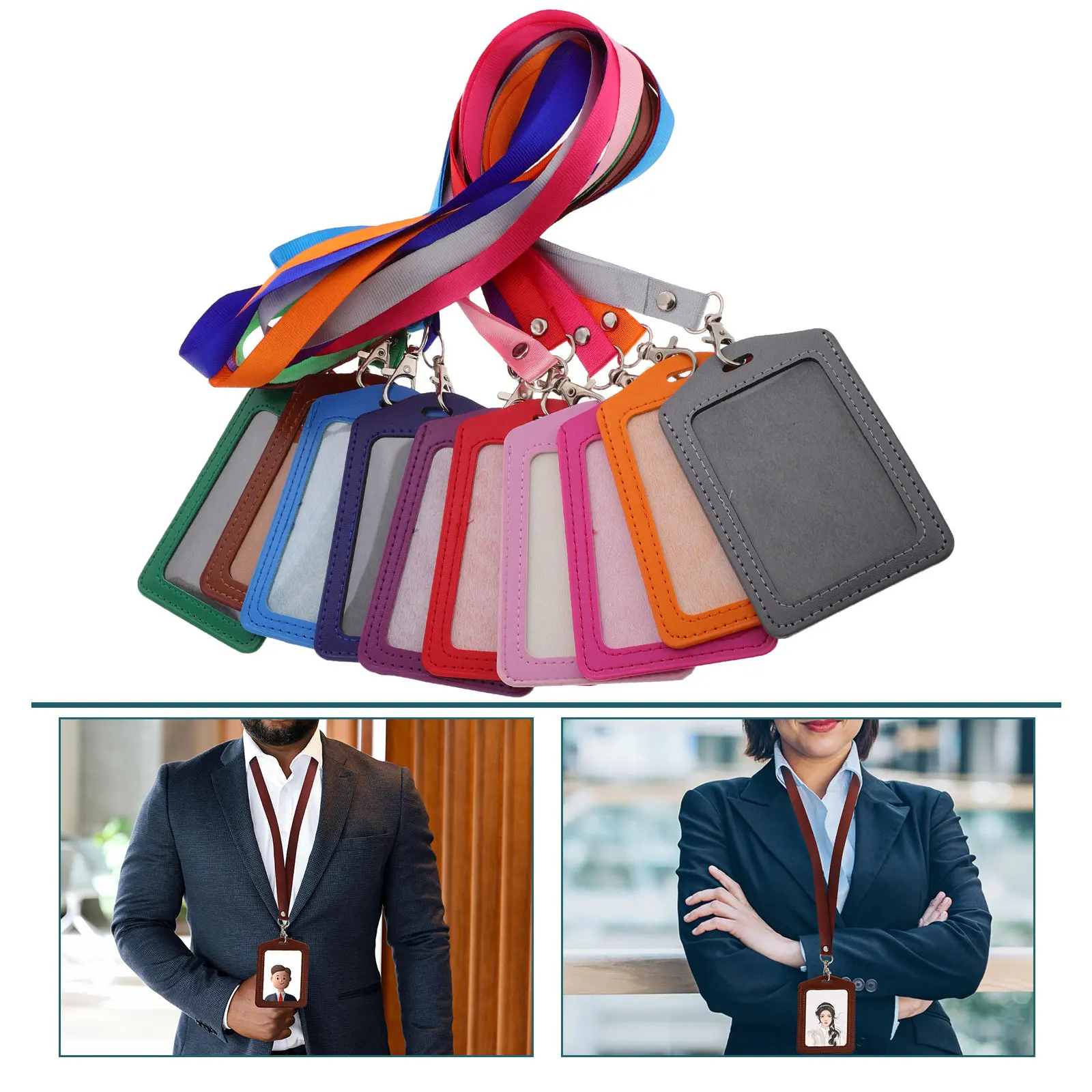 

10Pcs Metal Clasp Lanyards Fake Badge Holder Transparent Id Protector Sleeve Work Name Badge Holder Multipurpose