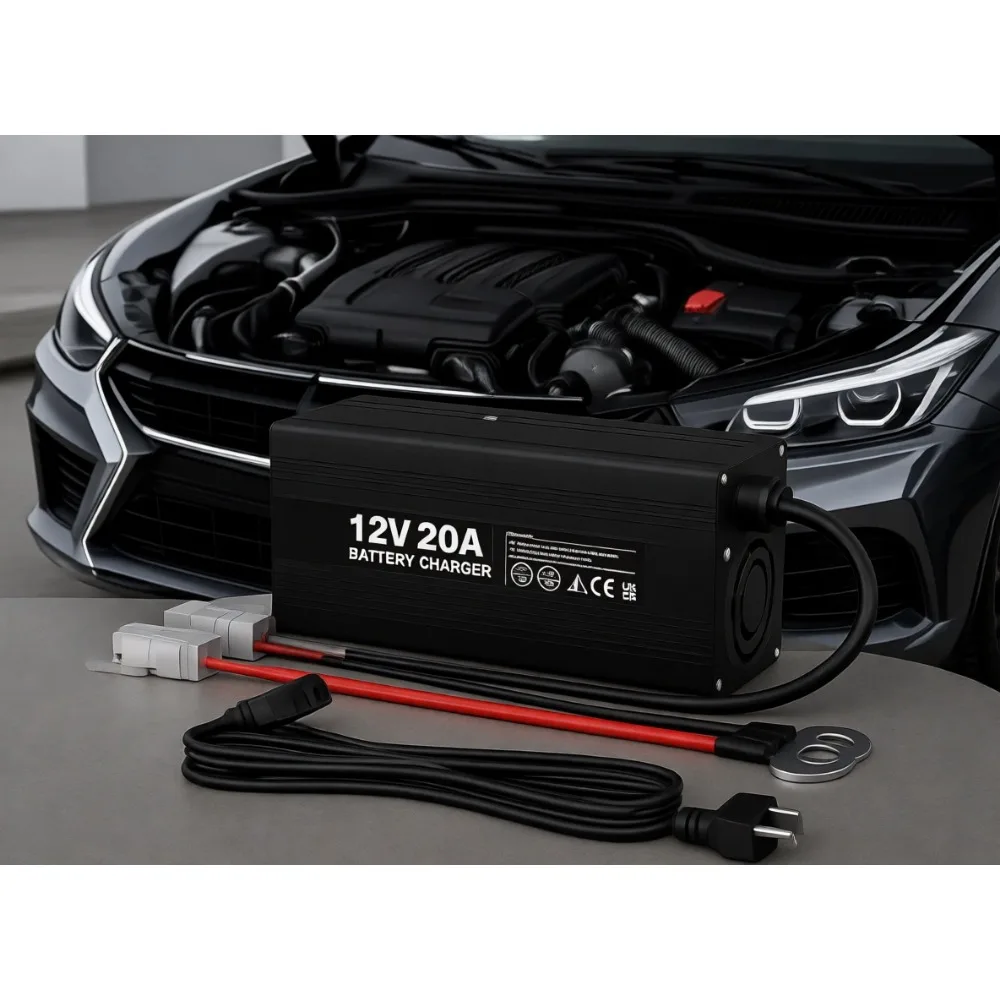 

12V 20A LiFePO4 Battery Charger 14.6V with Anderson Connector Smart Automatic Maintainer for Deep Cycle Marine RV