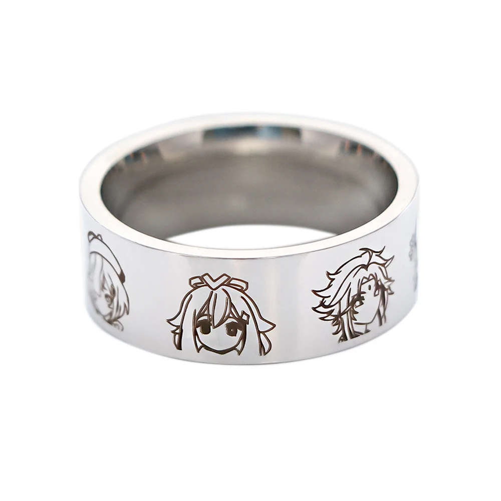 Genshin Impact Hu Tao Stainless Steel Ring Cute Ring for Men's Woman Gifts Anime Fashion Accessories Cosplay Jewelry