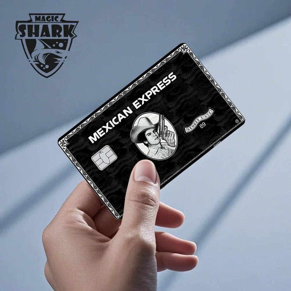ماجيك شارك المكسيكي اكسبرس قسيمة الطعام الجمجمة غطاء الجلد ملصق فيلم لبطاقة الائتمان الصغيرة الكبيرة لا رقاقة الخصم