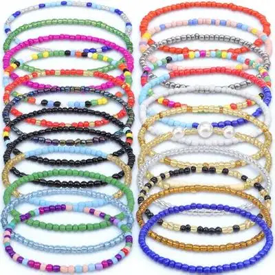 

24pcs Boho Anklets Beaded Chains for Women Foot Bracelets Beach Party Wedding Jewelry Elegant Summer T Shirt Dress Matching
