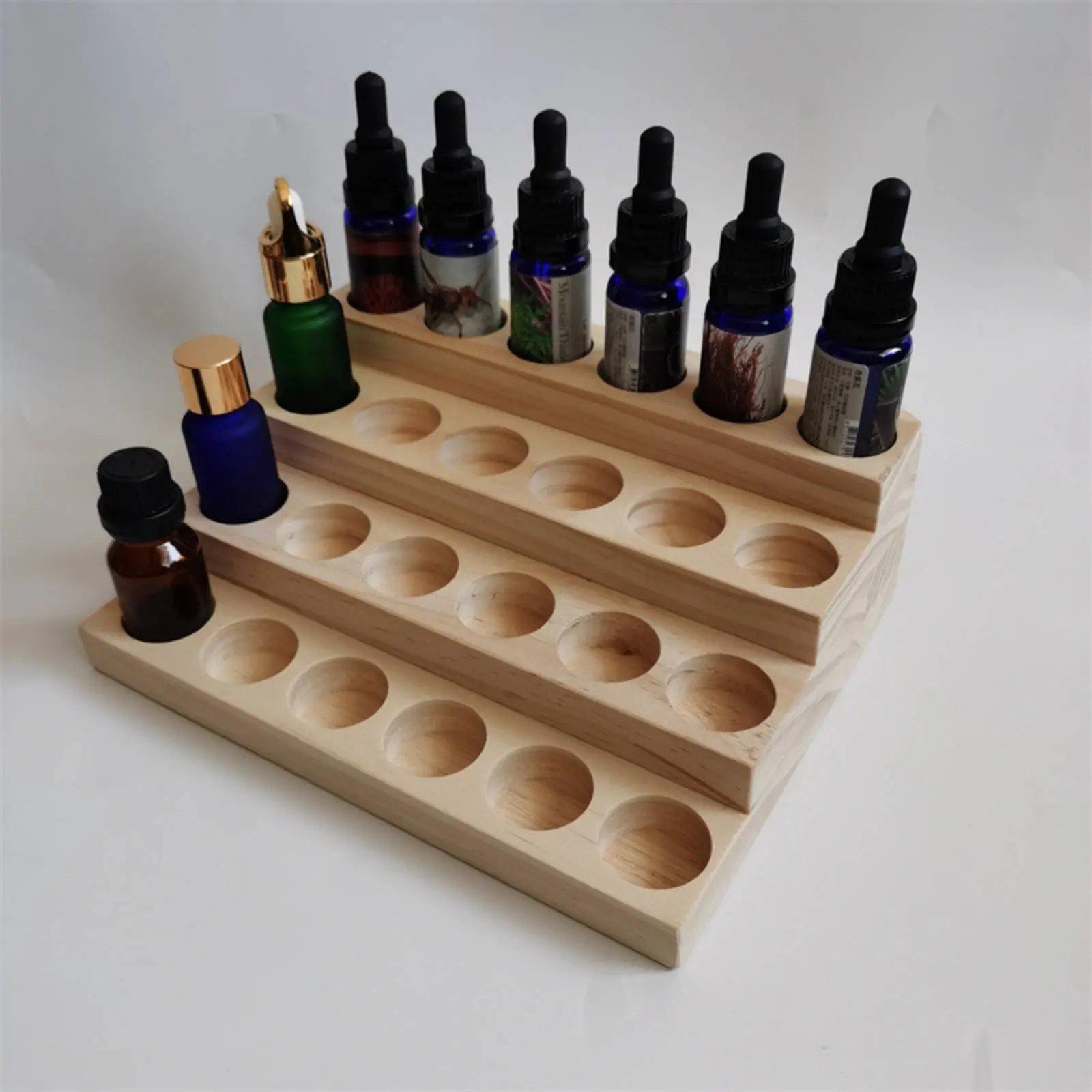 Essential Oil Display Stand Handmade 4 Tier Essential Oil Shelf Wooden Bottle Organizer Tabletop Home Storage No Tools Needed view 6