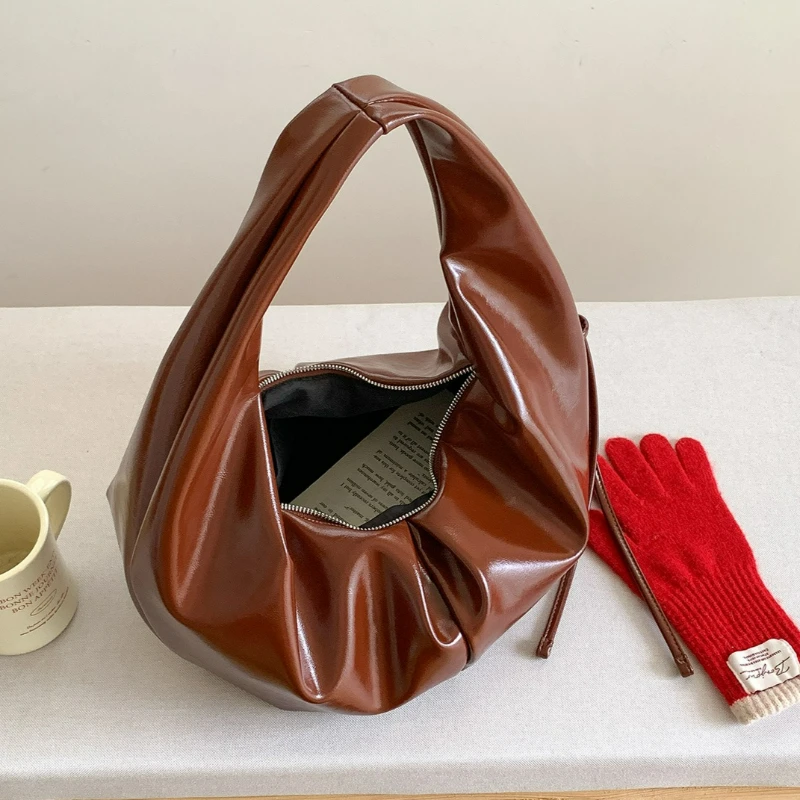 الكورية نمط الملمس بسيط المتشرد حقيبة المرأة خمر الجلود الناعمة تنوعا حقيبة كتف Crossbody موضة حقيبة تخزين قابلة للطي