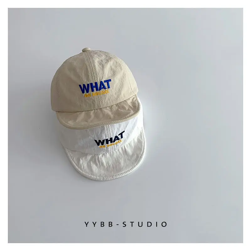 Solid Color Baby Baseball Hat Summer Quick Drying Letter Embroidery Peaked Duck Tongue Cap Toddler Kids Sunshade Hat