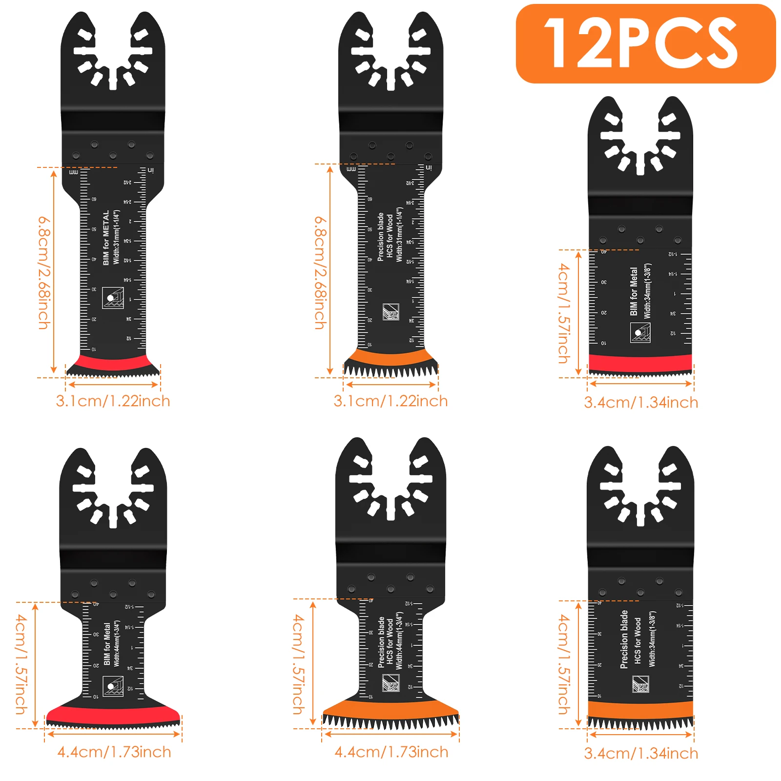 12 ชิ้น Arc Edge Oscillating Saw ใบมีดญี่ปุ่นฟันหลายเครื่องมือใบมีด Bi - Metal Oscillating ใบมีดสําหรับตัดไม้โลหะ