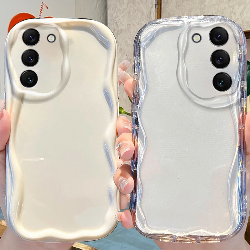 Clear Transparent Wavy Phone Case for Samsung Galaxy S26 S25 S24 Plus S23 Ultra S22 S21 S20 FE A73 A71 4G A57 A56 A55 5G Cover