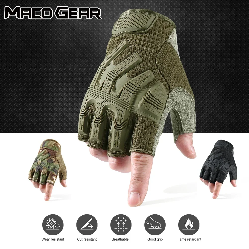 

Fingerless Glove Half Finger Gloves Breathable Tactical Mittens SWAT Airsoft Bicycle Outdoor Shooting Hiking Driving Men New