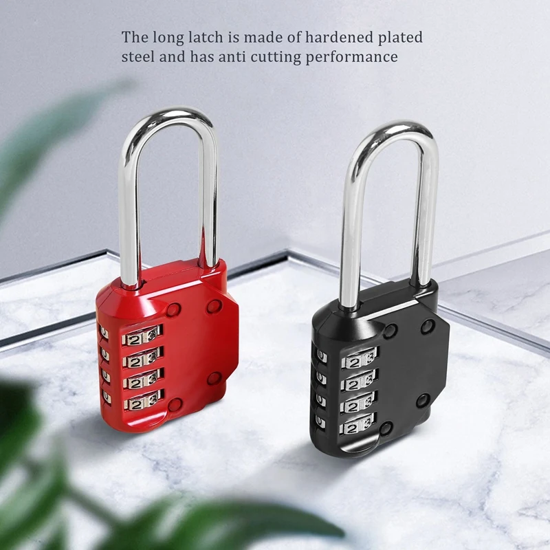 2 Pack Code Padlocks, 4 Digit Long Shackle Resettable Pad Lock For Outdoor Gate, Shed, Fence, Hasp Storage, Gym Locker