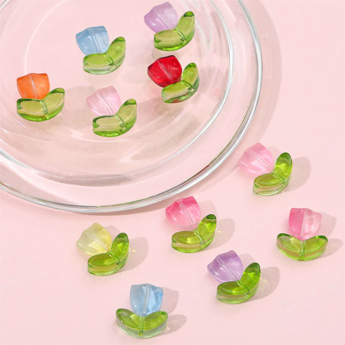 

0.8mm Handmade Colorful Glass Tulip Flower Beads Aperture For DIY Jewelry Making Earring Bracelet Necklace Accessories 10/20pcs