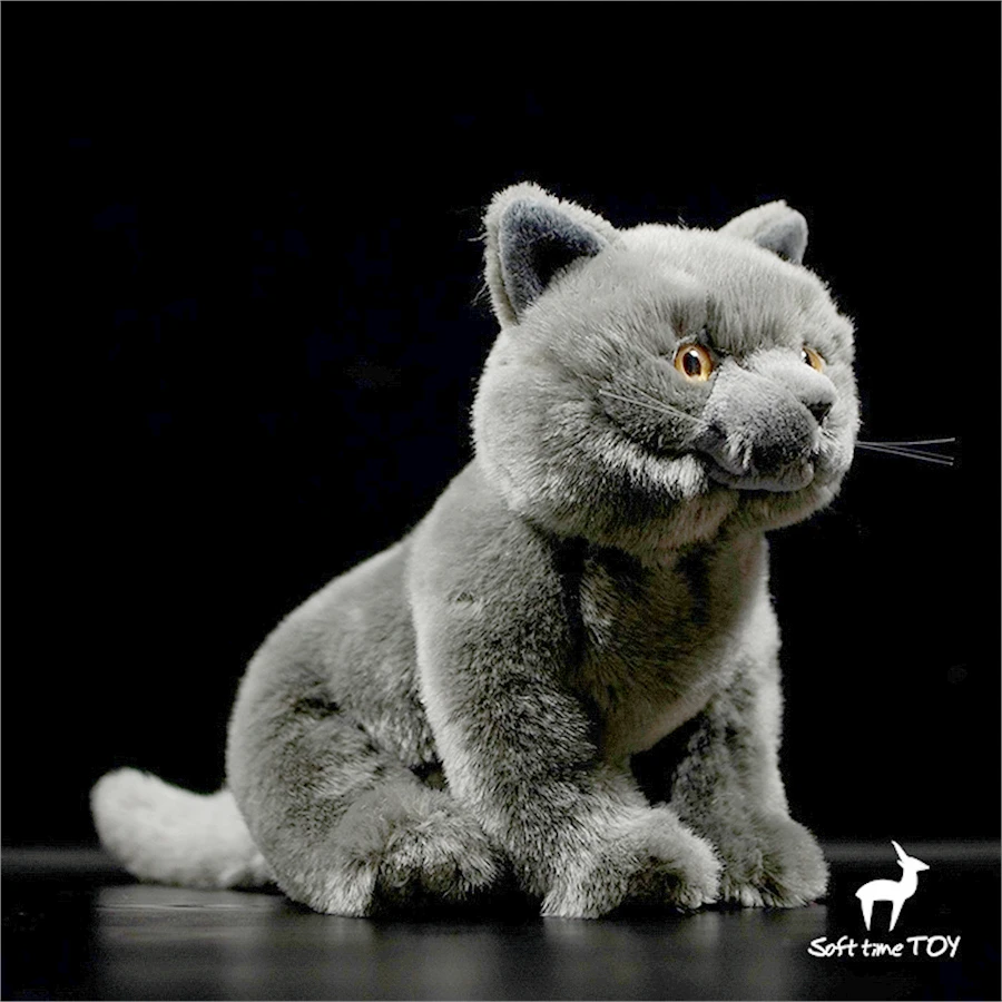 British Shorthair Blue Cat High Fidelity Anime Cute Plushie Felinae Plush Toys Lifelike Animals Simulation Stuffed Doll Gift Kid