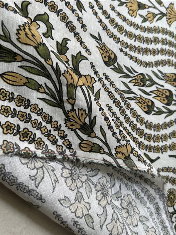 

floral 100% Linen Fabric, Pure Natural Soft Pants, From Japan