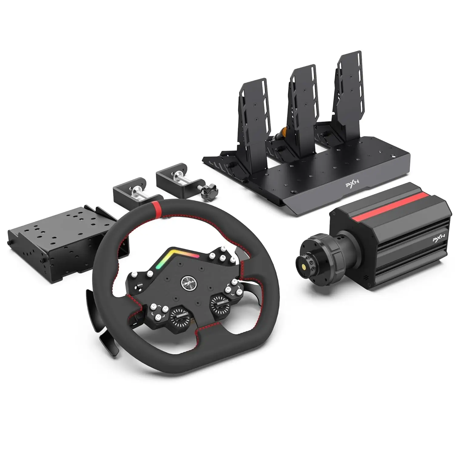 Pxn V12 Lite Direct Drive Racing Wheel And Pedal, 4-Metal Paddle Shifter, Quick Release, Driving Force Leather Steering Wheel