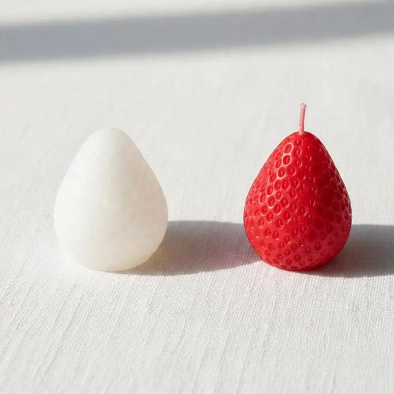 1/4 resin mold handmade birthday decoration strawberry candle making kit silicone mold DIY fruit shape drip glue