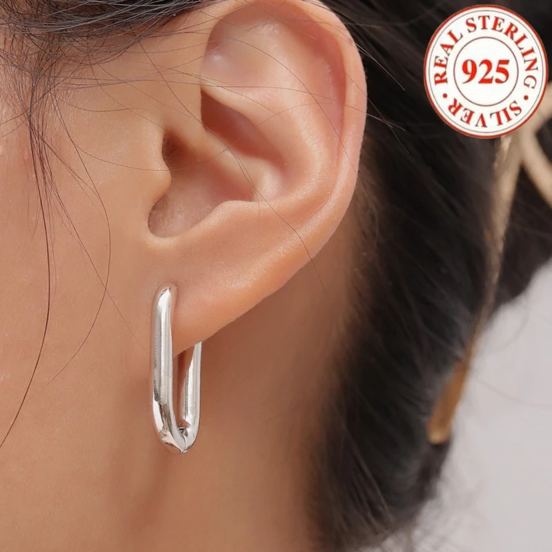

925 Silver Simple Versatile Earrings Jewelry Versatile Hoop Earrings For Women Jewelry Fine Birthday Party Gifts